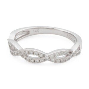 ORO LEONI 14kt Gold Diamond Swirl Band Ring